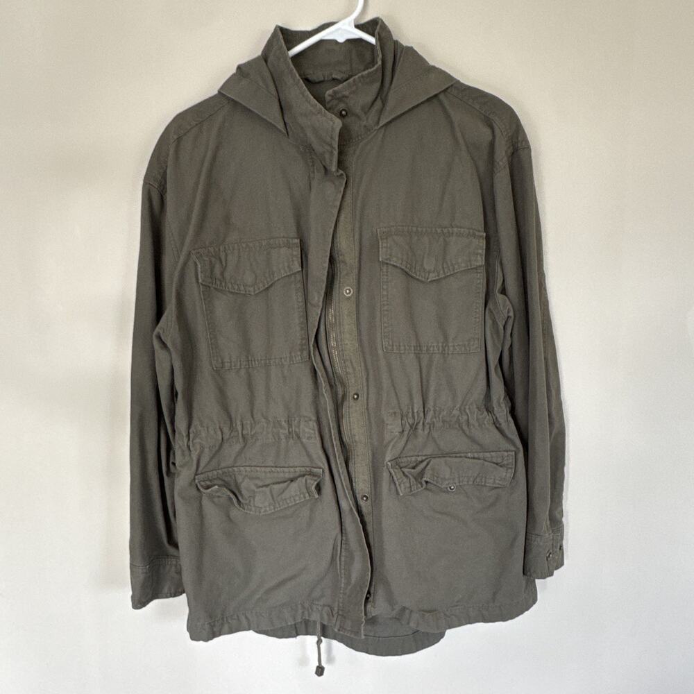 Universal Thread unisex Hooded Military Utility Jacket Green Mid-Length Size L